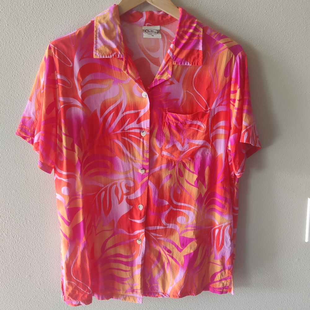 Go Barefoot Hawaiian Shirt Made in USA Medium